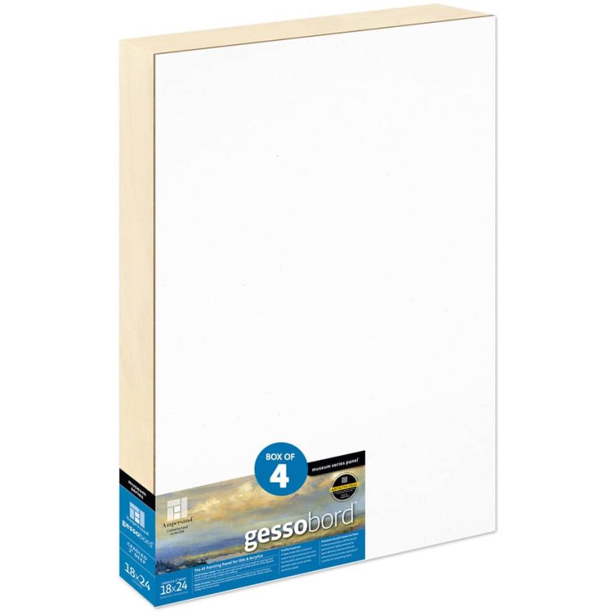 Ampersand Museum Series Gessobord 2" Deep Cradled Panel, 18" x 24" - Box of 4