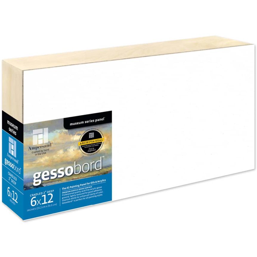 Ampersand Museum Series Gessobord 1-1/2 Cradled Panel, 24 x 36 - Box of 2