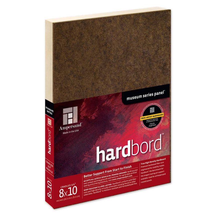 Ampersand Museum Series Hardbord Panels 3/4" Single Cradle 8" x 10" 