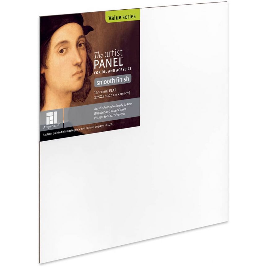 Ampersand Value Series Artist Panel Primed Smooth Finish 1/8" Single Flat 12" x"12"