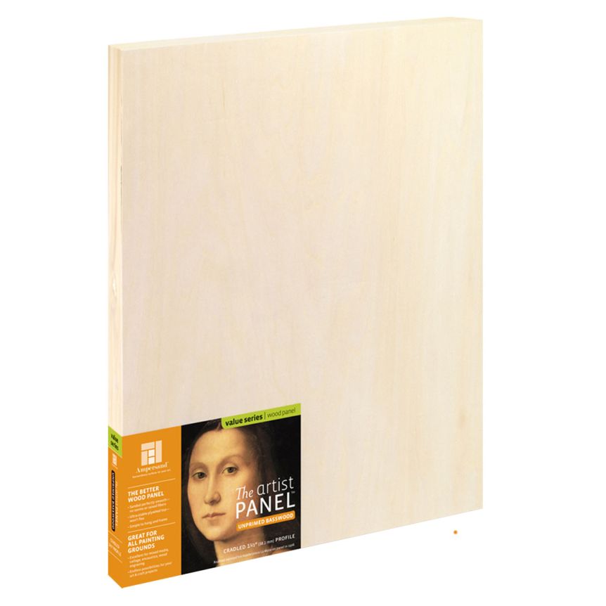 Ampersand Value Series Unprimed Basswood Artist Panel 1-1/2" Cradle, 8x10"