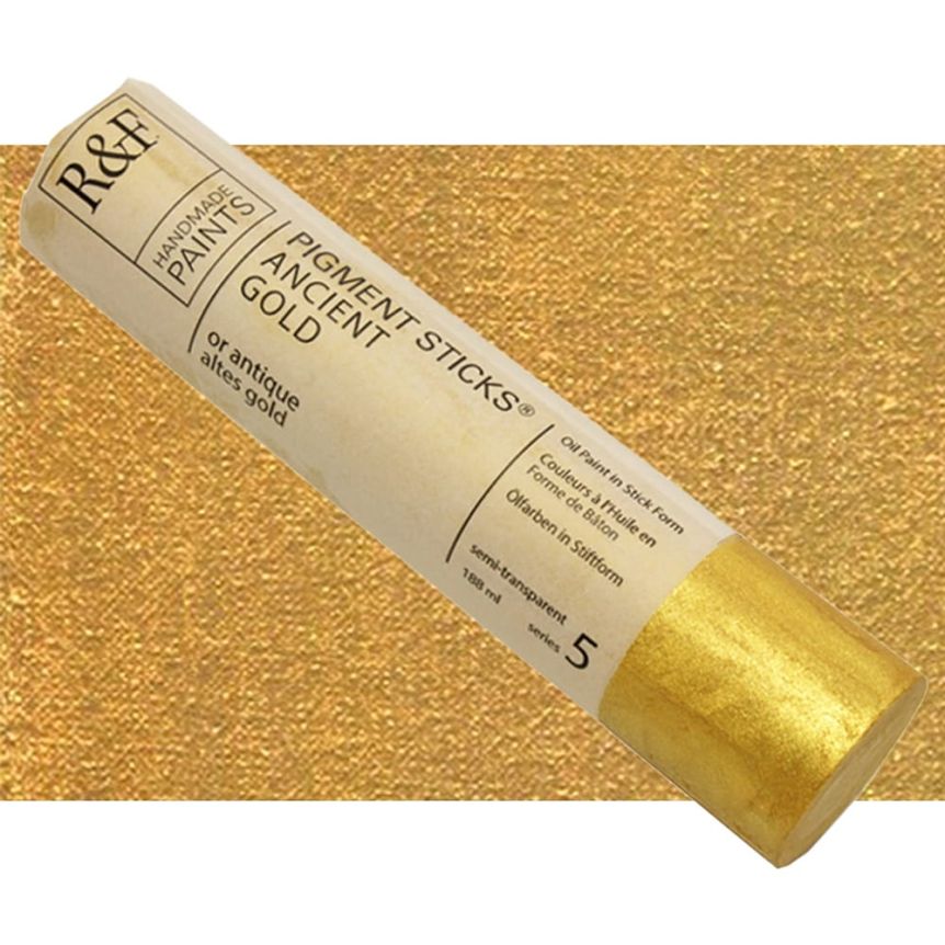 R&F Pigment Stick 38ml – Ancient Gold (215D) – Colore Ad Olio In Bastoncino, Oro Antico Metallizzato – Fatto A Mano USA, Con Cera D'Api E Olio Di Lino