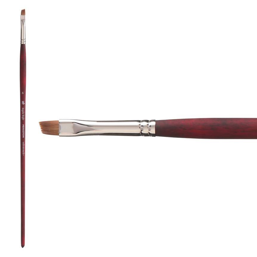 Princeton Velvetouch Synthetic Long Handle Series 3900 Brush, Angle Bright Size #6
