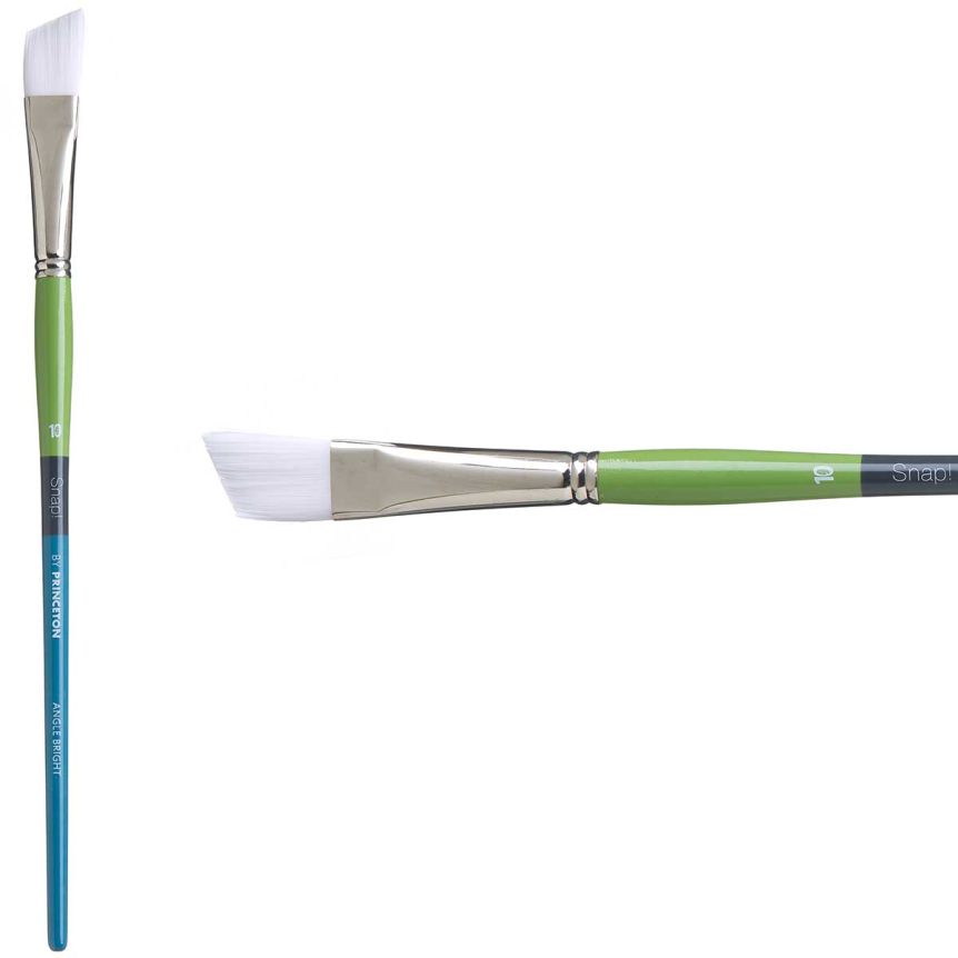 Princeton Snap! Series 9800 White Synthetic Brush - Angle Bright, Long Handle, Size 10