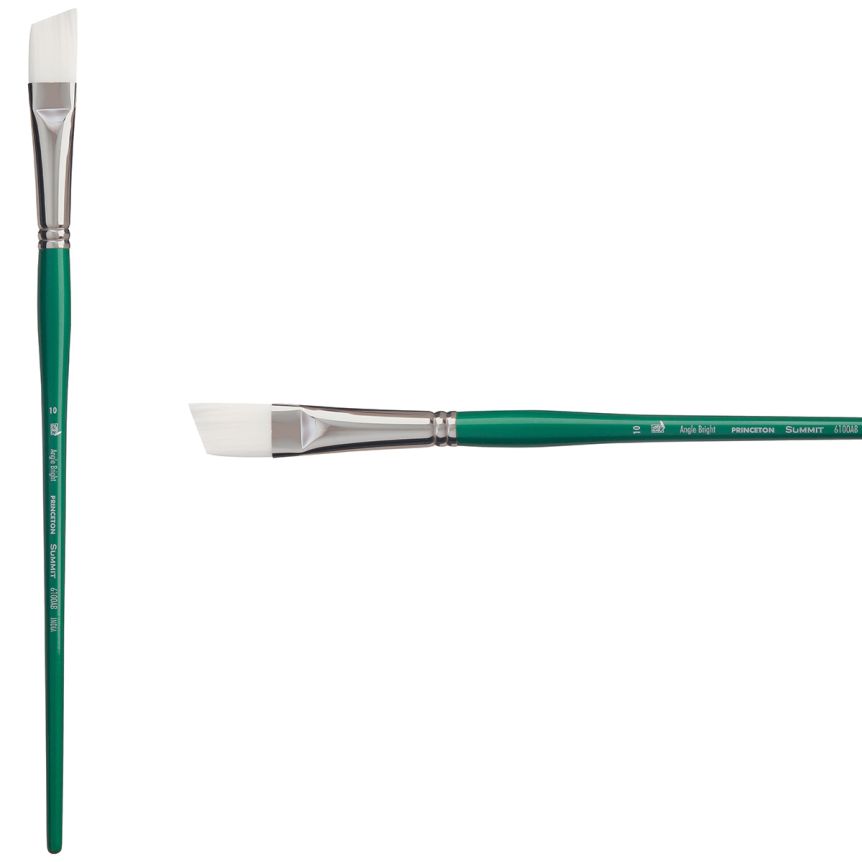 Princeton Summit Series 6100 Synthetic Brush - Angle Bright, Long Handle, Size 10
