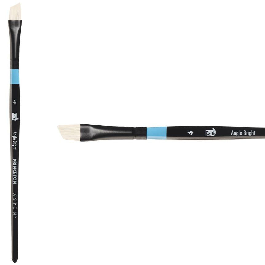 Princeton Aspen Series 6950 Synthetic Brush - Angle Bright, Short Handle, Size 4