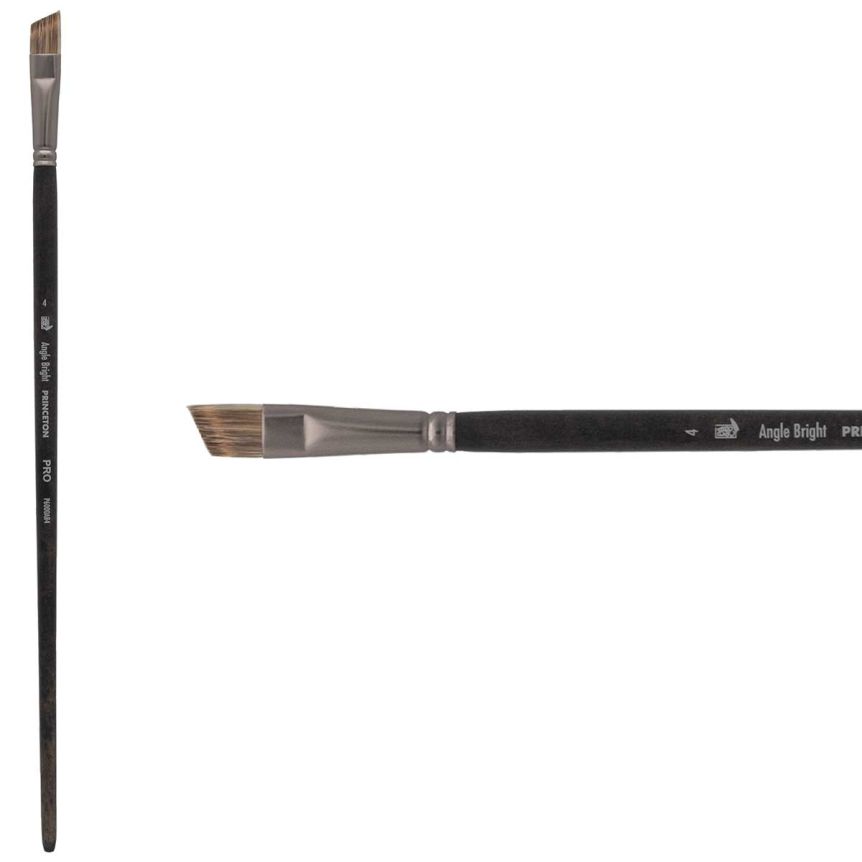 Princeton Pro Series 6000 Synthetic Brush - Angle Bright, Long Handle, Size 4