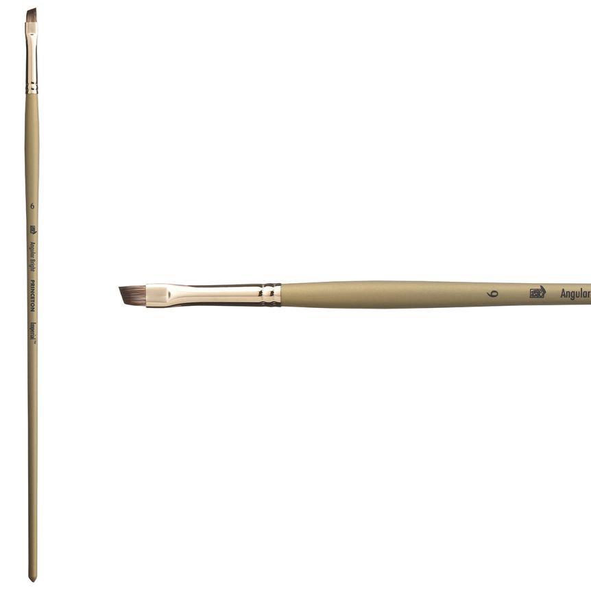 Princeton Imperial Series 6600 Synthetic Mongoose Brush - Angle Bright, Long Handle, Size 6