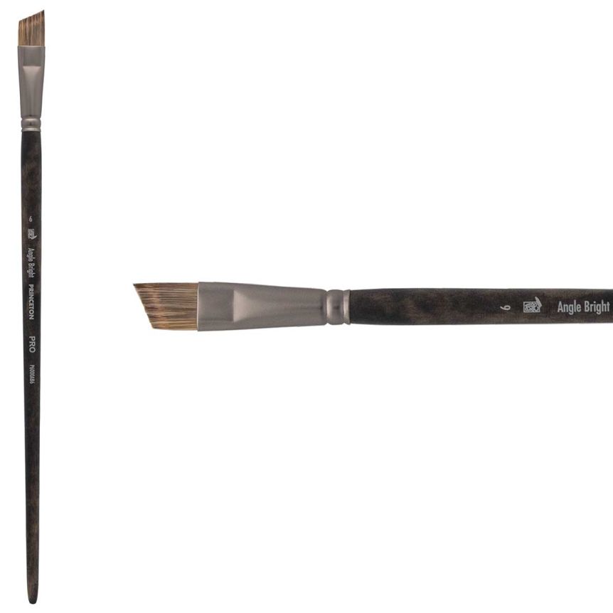 Princeton Pro Series 6000 Synthetic Brush - Angle Bright, Long Handle, Size 6
