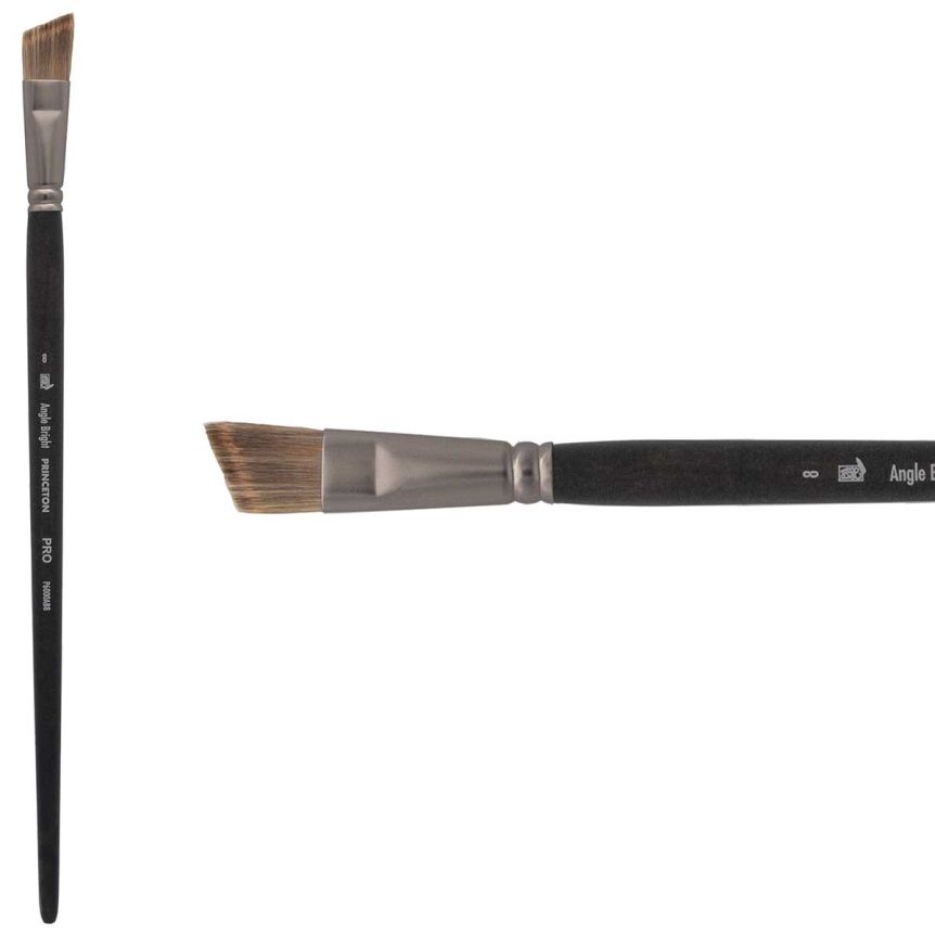 Princeton Pro Series 6000 Synthetic Brush - Angle Bright, Long Handle, Size 8