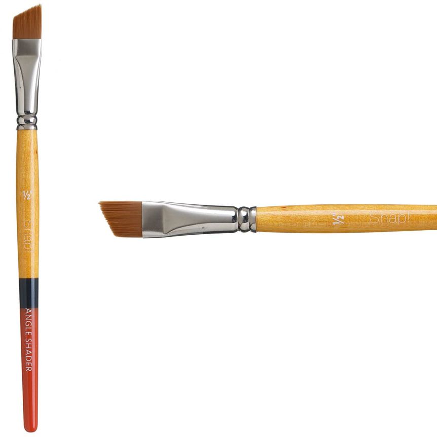 Princeton Snap! Series 9650 Golden Taklon Brush - Angle Shader, Short Handle, Size 1/2"