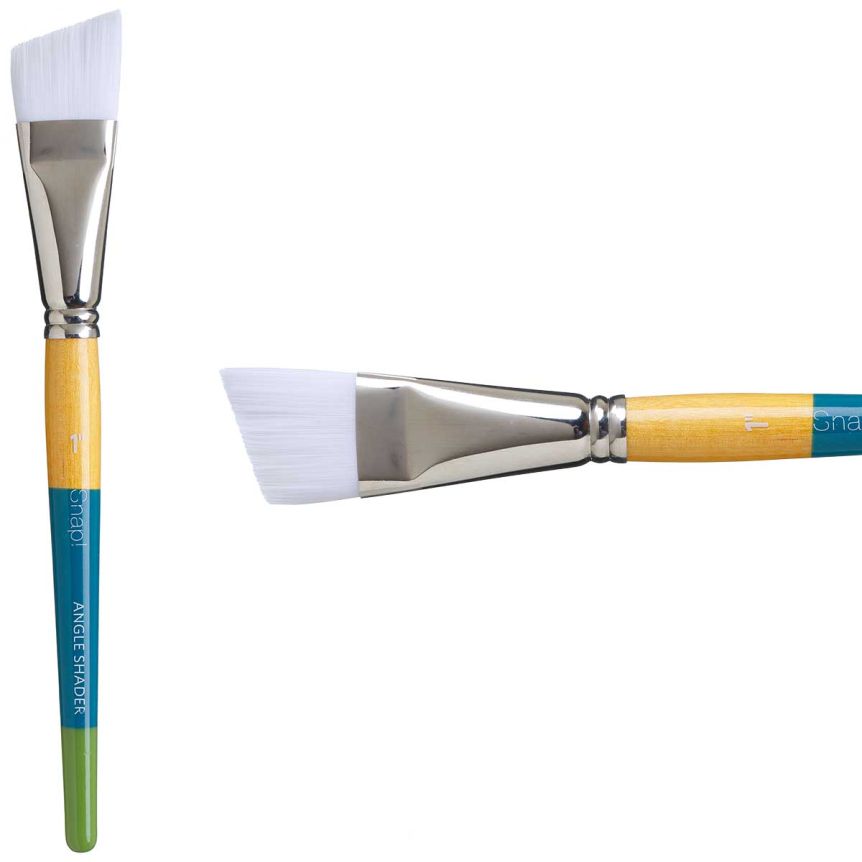 Princeton Snap! Series 9850 White Synthetic Brush - Angle Shader, Short Handle, Size 1”