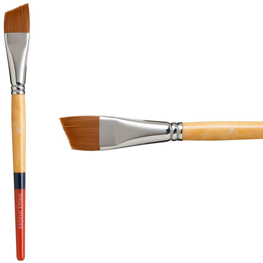 Princeton Snap! Series 9650 Golden Taklon Brush - Angle Shader, Short Handle, Size 3/4"