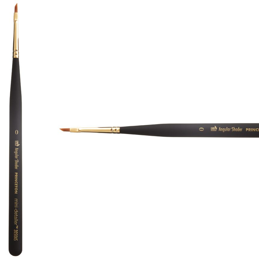 Princeton Mini-Detailer Series 3050 Synthetic Brush - Angle Shader, Mini Handle, Size 0