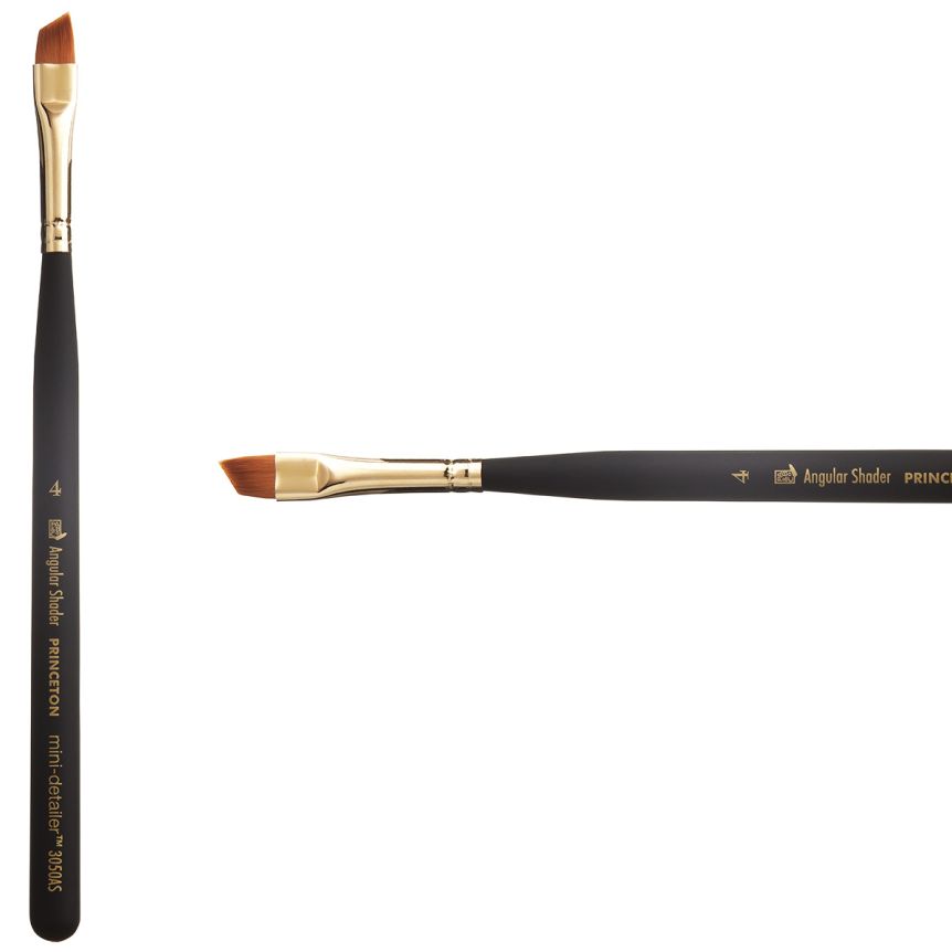 Princeton Mini-Detailer Series 3050 Synthetic Brush - Angle Shader, Mini Handle, Size 4