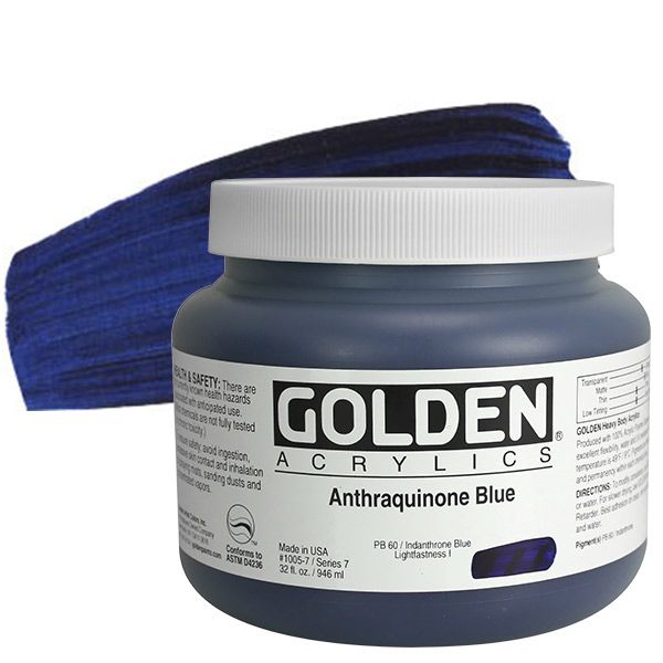 GOLDEN Heavy Body Acrylics - Anthraquinone Blue, 32oz Jar