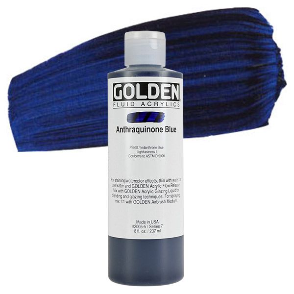 GOLDEN Fluid Acrylics Anthraquinone Blue 8 oz