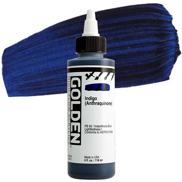 GOLDEN High Flow Acrylic, Anthraquinone Blue (Indigo), 4oz