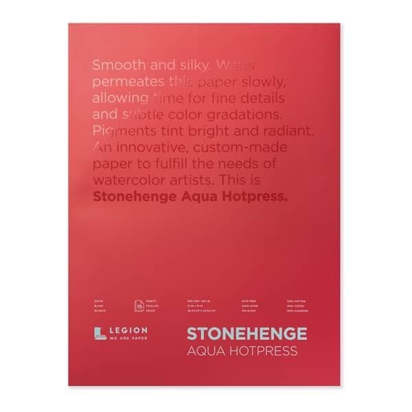 Stonehenge Aqua Watercolor Block 10"x14" - 140lb, Hot-Press (15 Sheets)