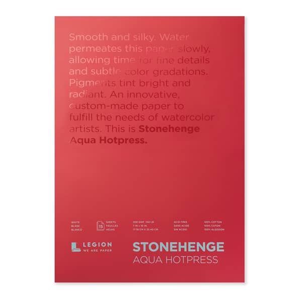 Stonehenge Aqua Watercolor Block 7"x10" - 140lb, Hot-Press (15 Sheets)