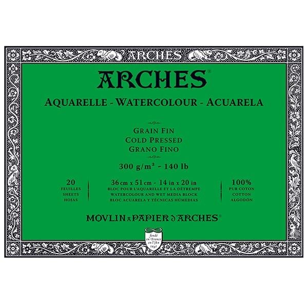 Arches Watercolor Block 14"x20", 140lb Cold Press, 20 Sheets