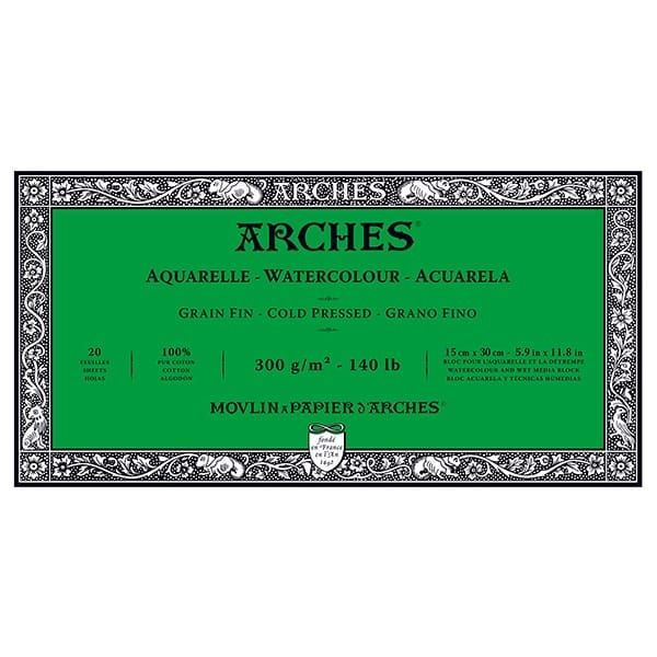  Arches Watercolor Block 10x14-inch Natural White 100% Cotton Watercolor  Paper - 10 Sheets of Arches 300 lb Watercolor Paper Cold Press - Watercolor  Paper Block for Gouache Ink Acrylic and More