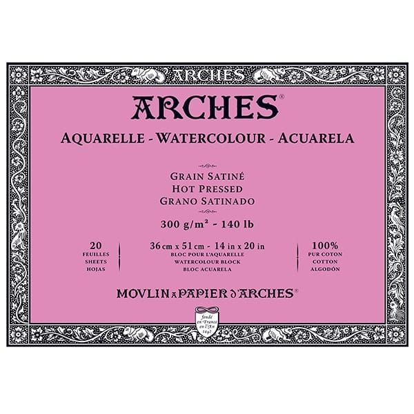 Arches Watercolor Block 14"x20", 140lb Hot Press, 20 Sheets