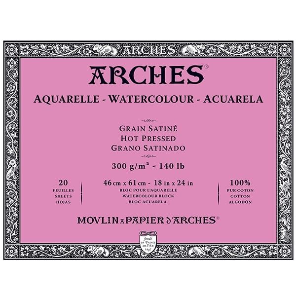 Arches 140 lb. Watercolor Block, Hot-Pressed, 10 x 14 - Sam Flax