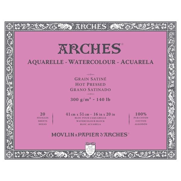Arches Watercolor Pad 10x14-inch - Natural White 100% Cotton Paper - 12  Sheet Arches Watercolor Paper 140 lb Rough Pad - Arches Art Paper for