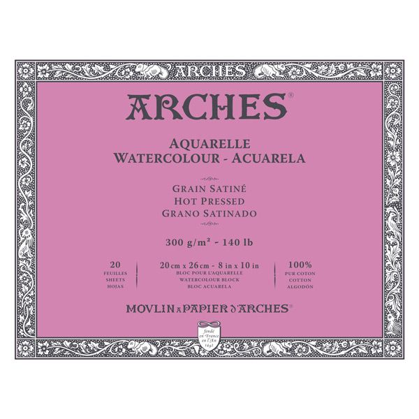 Arches Artist Watercolor Paper Block,Rough 20 Sheets Aquarelle 100