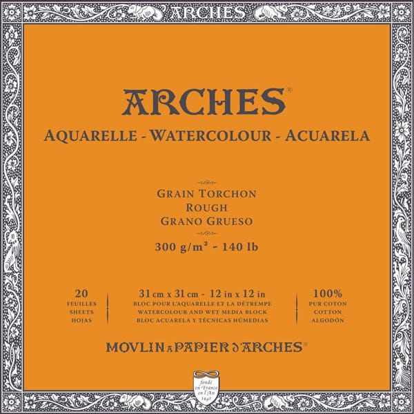Arches Watercolor Pad 9x12-inch Natural White 100% Cotton Paper - 12 Sheet Arches  Watercolor Paper 140 lb Cold Press Pad - Arches Art Paper for Watercolor  Gouache Ink Acrylic and More
