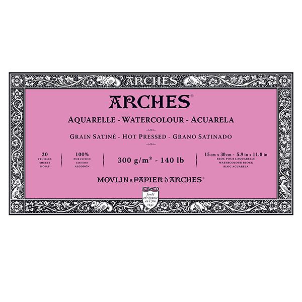 Arches Watercolor Paper Block, Cold Press, 100% Cotton Fibres, 20 Sheets  300/185gsm Aquarelle 100 Cotton Drawing Paper Book