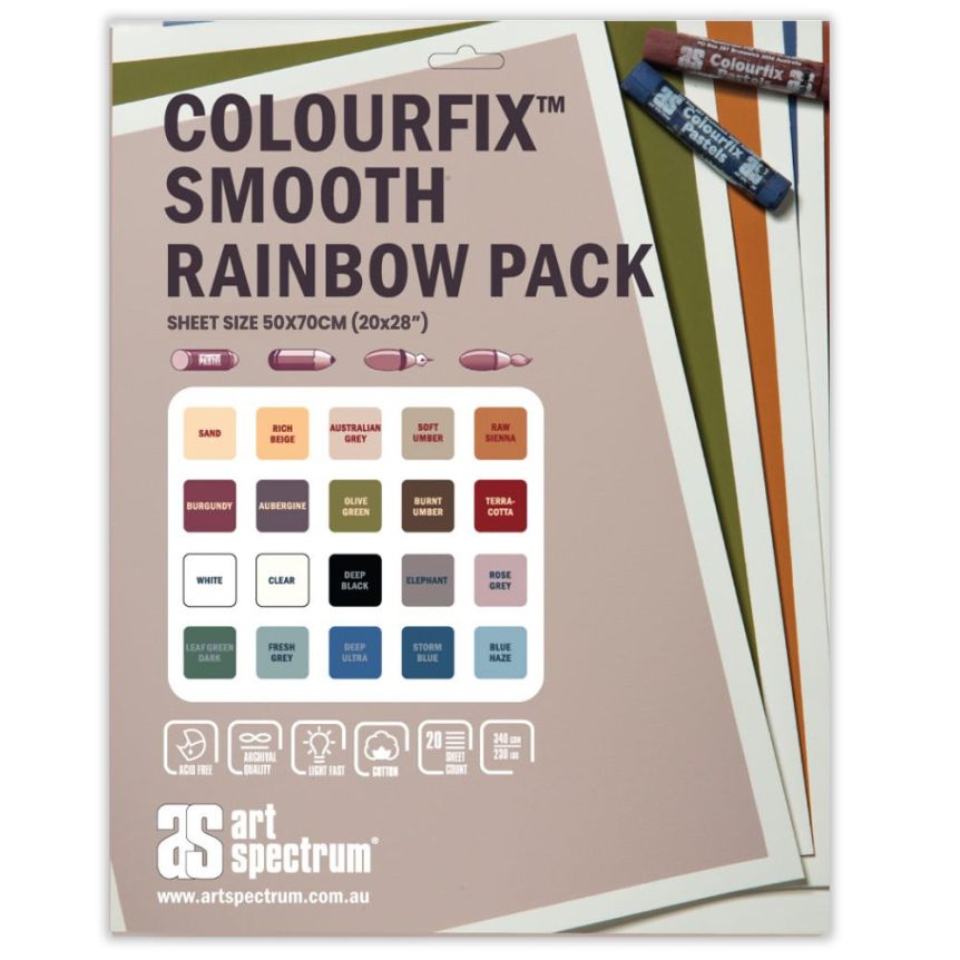 Colourfix Smooth Rainbow Pack Pastel Papers - 20"x28" (20 Sheets)