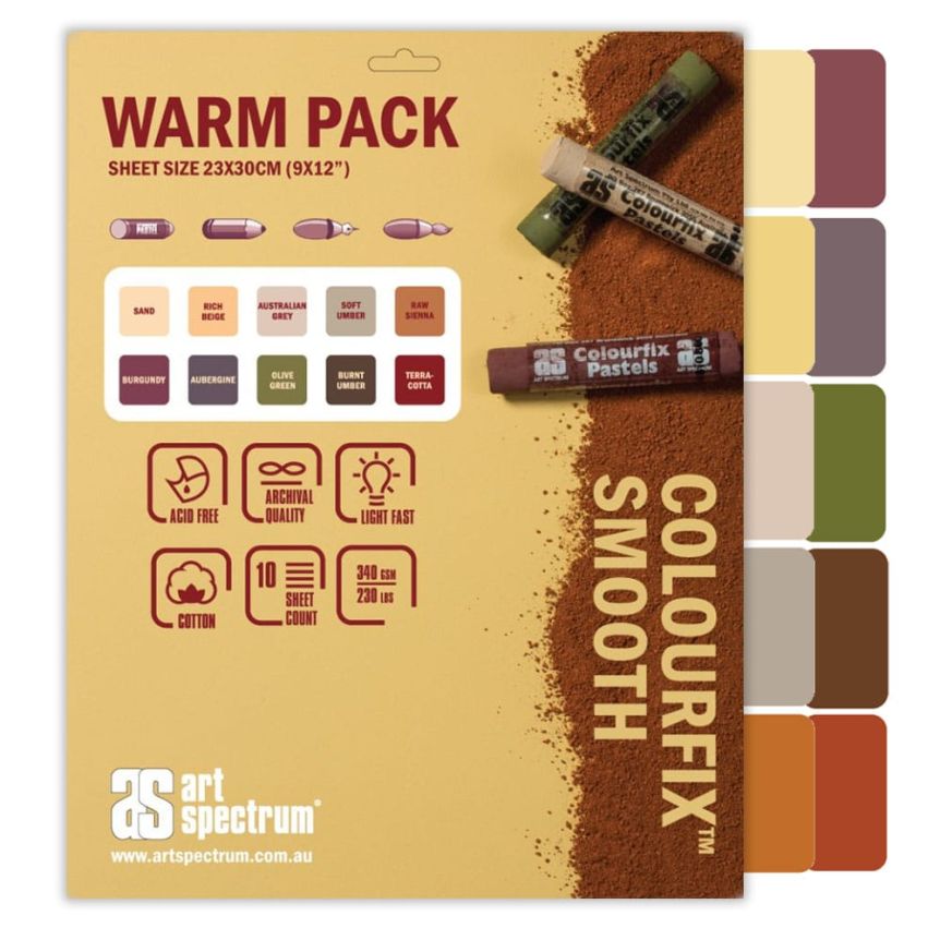 Colourfix Smooth Warm Tones Pastel Papers - 9"x12" (10 Sheets)