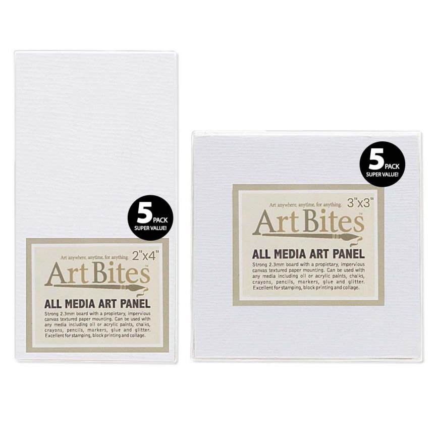 Art Bites Canvas Textured Boards Try-It! Sample Pack 2"x4" and 3"x3", 10 total