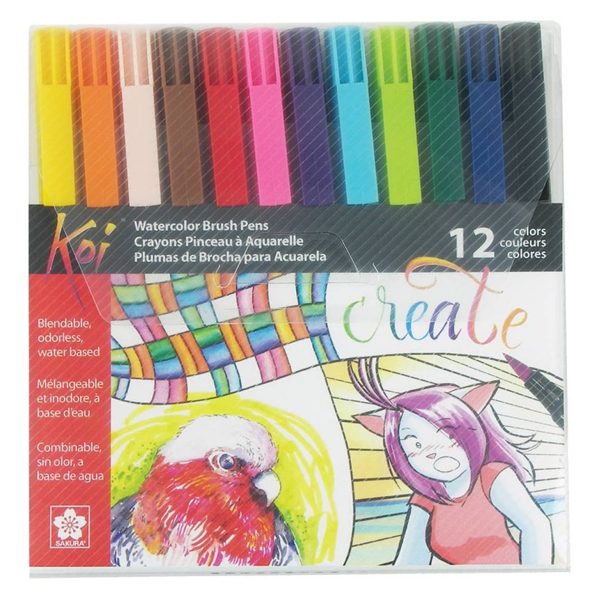 Sakura Koi Brush Pen Set of 12, Assorted Colors