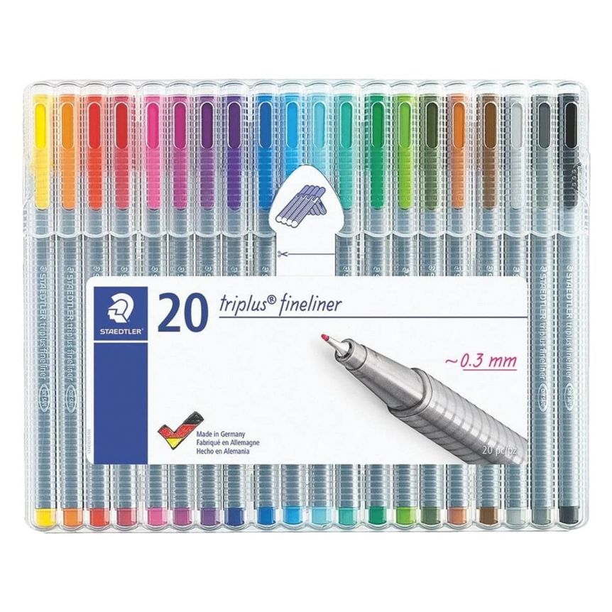 Staedtler Triplus Fineliner Pens - Assorted Colors, Set of 20