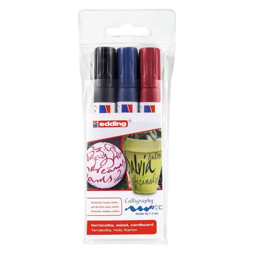 Edding 1455 Calligraphy Marker, Flexible - 1-5mm Nib (Set of 3)