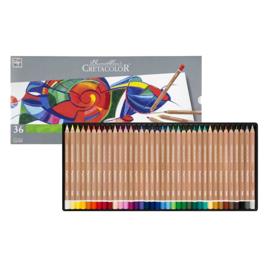 Cretacolor Megacolor Pencil Tin Set of 36, Assorted Colors