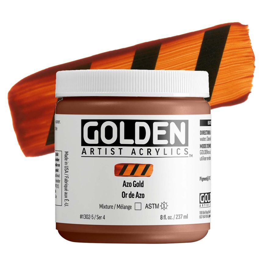 Golden Heavy Body Acrylic - Azo Gold, 8 oz Tube