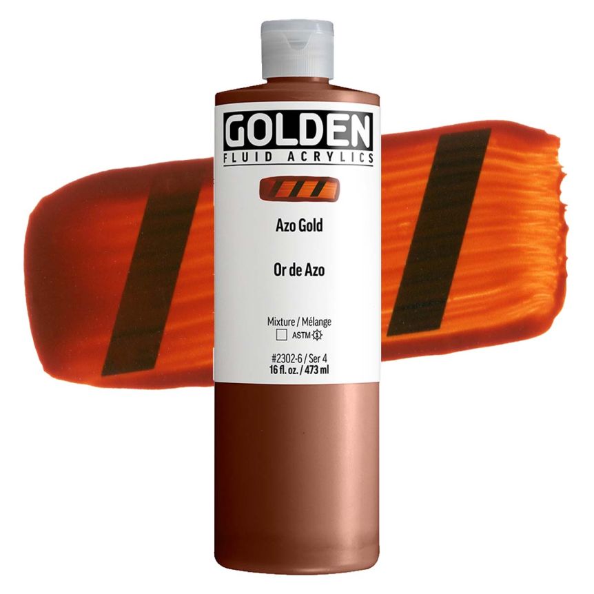 GOLDEN Fluid Acrylics Azo Gold, 16oz