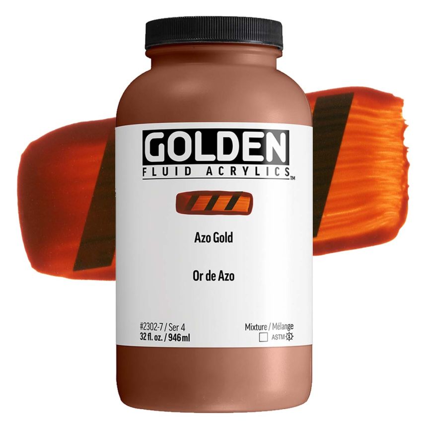 GOLDEN Fluid Acrylics Azo Gold, 32oz