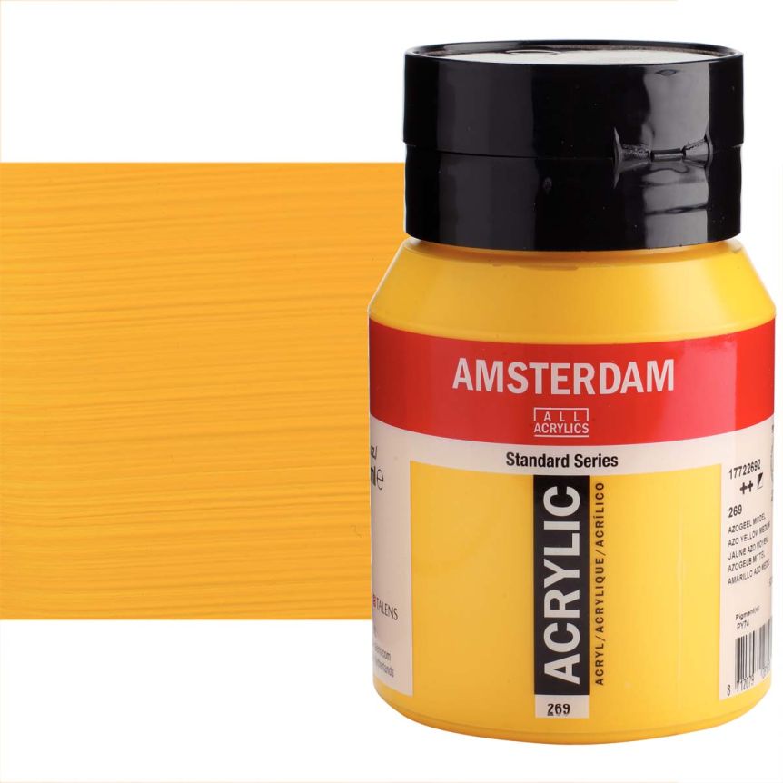 Amsterdam Standard Series Acrylic Paint - Azo Yellow Medium, 500ml Jar
