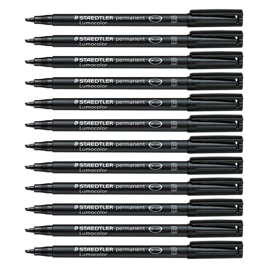 STAEDTLER Lumocolor Permanent Marker Pens Broad #B314 Black,