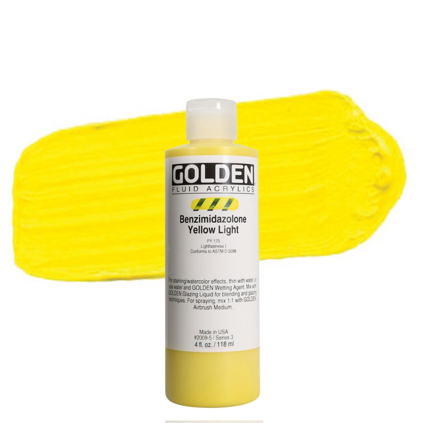 GOLDEN Fluid Acrylics Benzimidazolone Yellow Light, 4oz