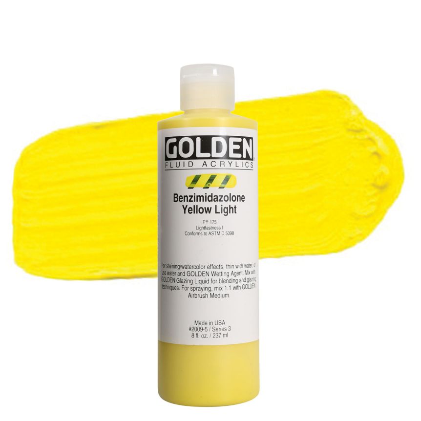 GOLDEN Fluid Acrylics Benzimidazolone Yellow Light, 8oz