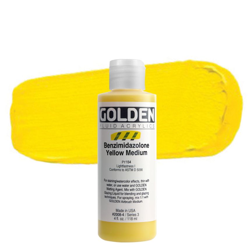 GOLDEN Fluid Acrylics Benzimidazolone Yellow Medium, 4oz