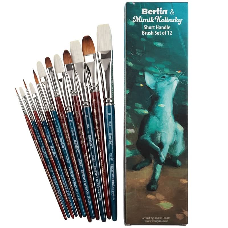 Berlin & Mimik Kolinsky Short-Handle Mixed Brush Set of 12