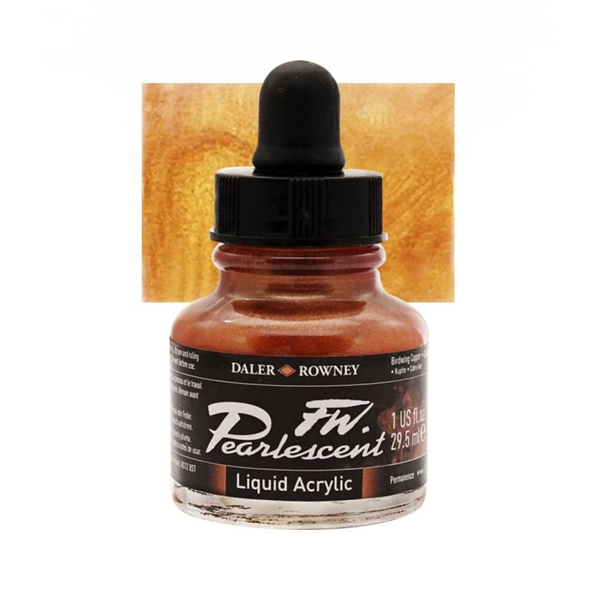 Daler-Rowney F.W. Pearlescent Acrylic Ink 1 oz Bottle - Birdwing Copper