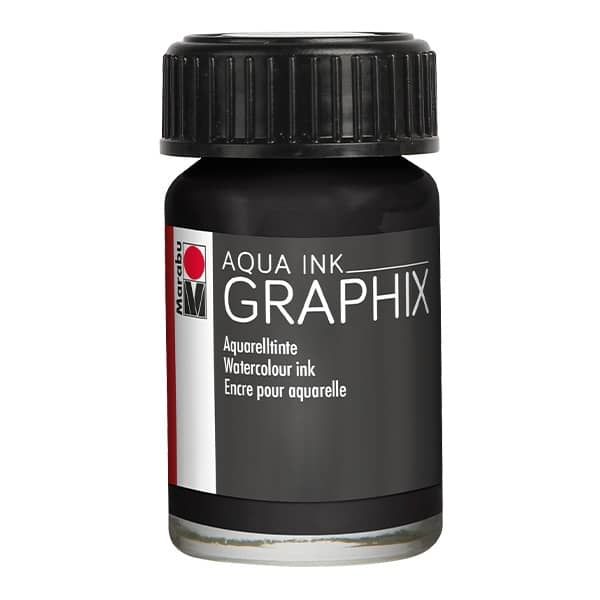 Marabu Graphix Aqua Ink 15ml Black (073)